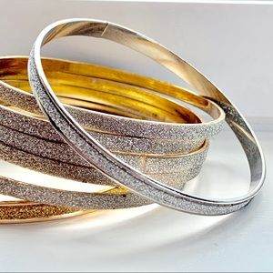 Silver and gold glitter bangles/ bracelets